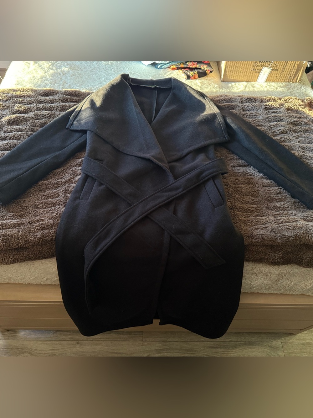 Women's Black Wrap Belted Coat/“Trench Coat”
